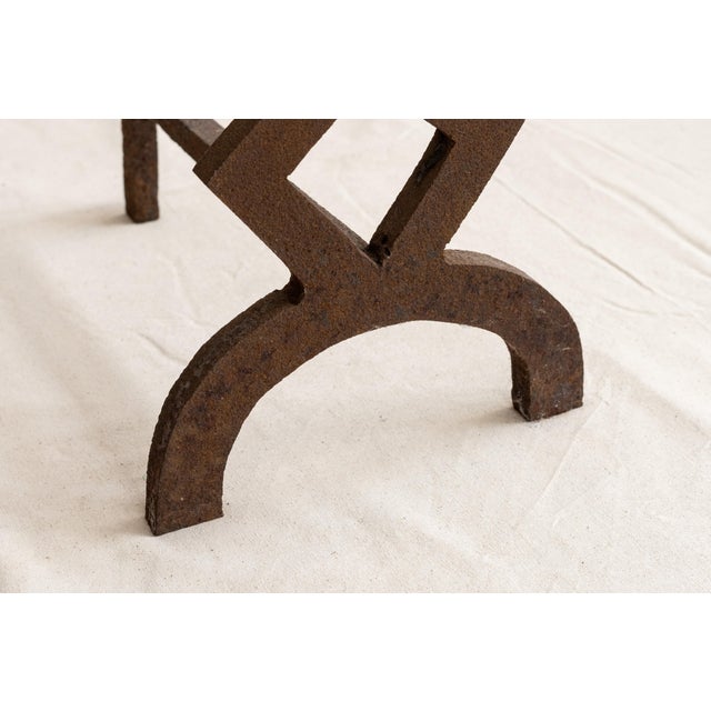 Early 20th Century Early 20th Century Geometric Modernist Iron Andirons - a Pair For Sale - Image 5 of 7