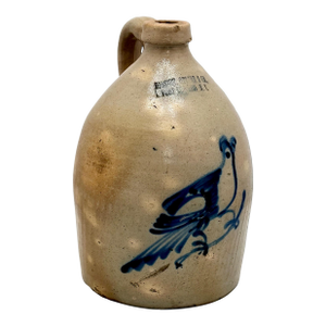 Hard 2 Find Small 1 Gallon Size Antique American Blue Bird Decorated Stoneware Jug by Haxton Ottman New York