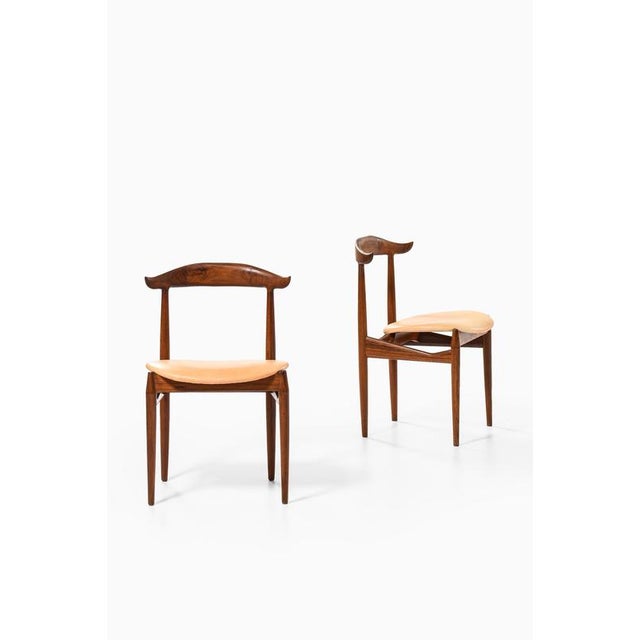 Dining Chairs in Leather and Rosewood attributed to Knud Færch, 1950s, Set of 6 For Sale - Image 3 of 11