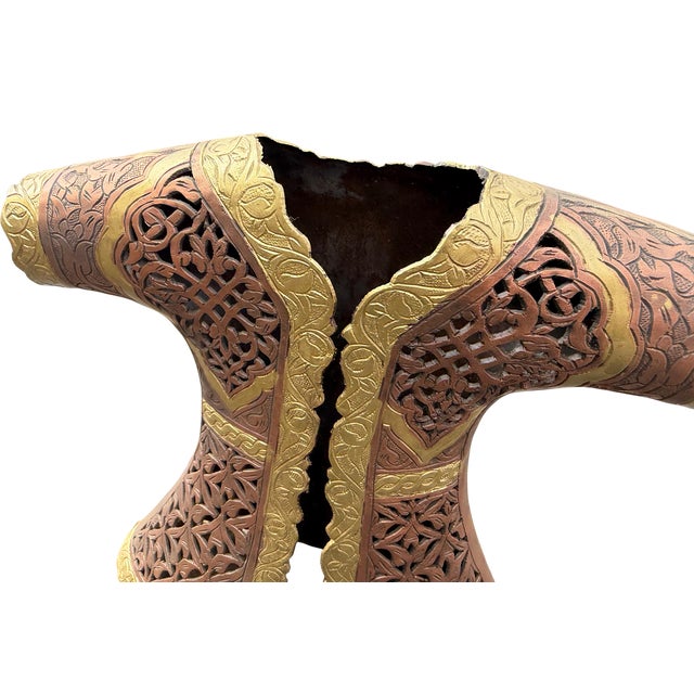 Copper Dual-Tone Engraved Brass Kaftan For Sale - Image 8 of 8