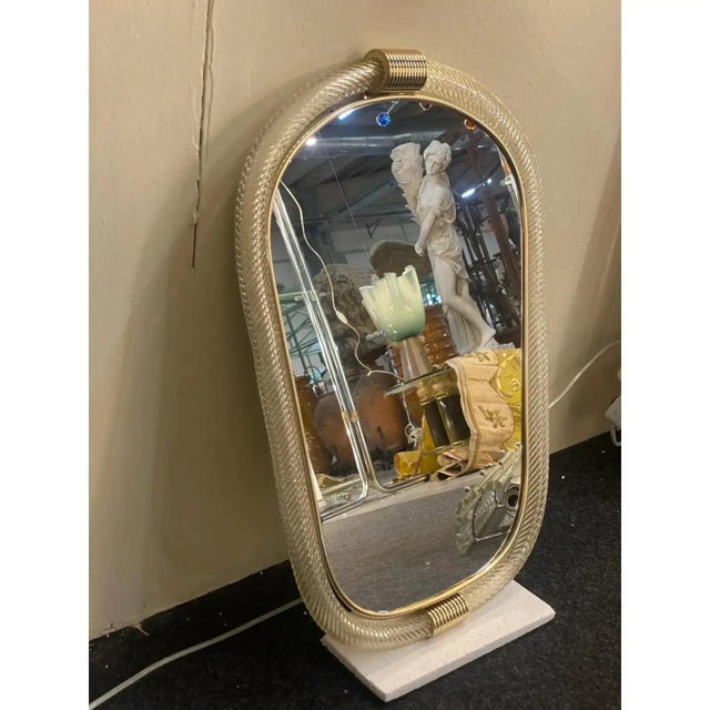 Glass Venetian Style Murano Glass Mirror with Twisted Torciglione Frame by Simoeng For Sale - Image 7 of 9