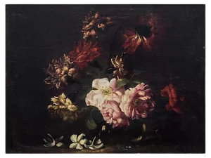 Pair fo Still Lives - Original Oil on Canvas by N. Stanchi - Late 17th Century Late 17th Century