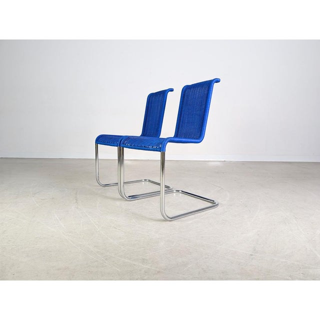 Blue B20 Cantilever Chairs by Jean Prouvé for Tecta, Set of 2 For Sale - Image 4 of 9