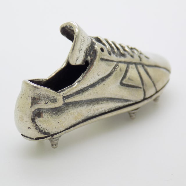 Metal Vintage Italian Handmade Genuine Silver Football Figurine, 1970s For Sale - Image 7 of 13
