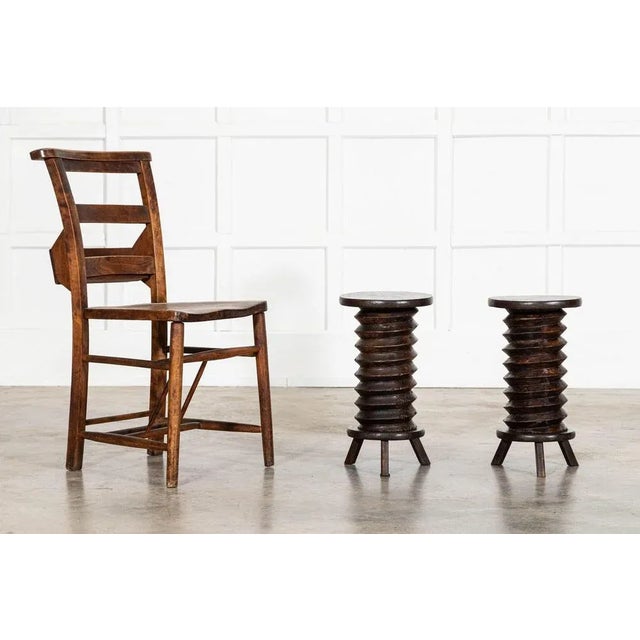 Circa 1900 Pair French Elm Corkscrew Side Tables/Plant/Sculpture Stands. W24.5 x D24.5 x H45 cm Weight 4Kg