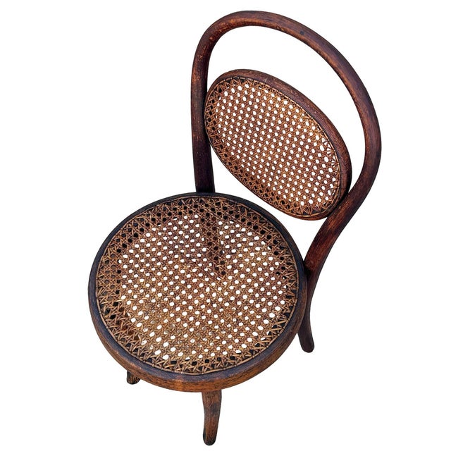 Wood Vienna Secession Bent Oak & Cane Bistro Children's Chair Attributed to Thonet No.015 For Sale - Image 7 of 8