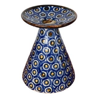 Mid-Century Modern German Vase with Peacock Design For Sale