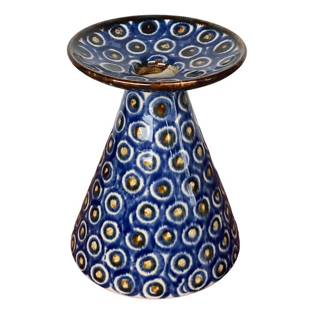 Mid-Century Modern German Vase with Peacock Design For Sale