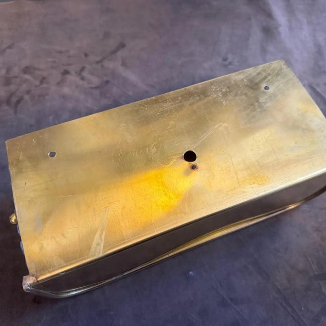 Two 1990s Mid-Century Modern Italian Brass and Glass Rectangular Wall Sconces For Sale - Image 11 of 11