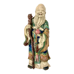 Chinese Sage Porcelain Man Statue Wall Hanging