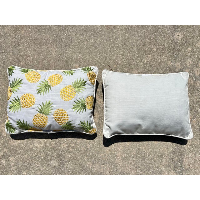 Tommy Bahama Pair of Tropical Pineapple Embroidered Pillows -2 For Sale - Image 4 of 4