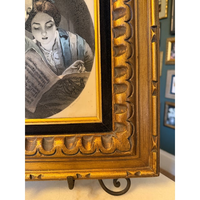The Duet Antique Porcelain Lithophane by James Sant and Francis Holl, Carved Giltwood Frame, Ca. 1860s For Sale - Image 14 of 15