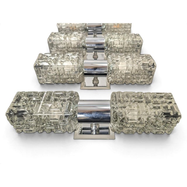 Glass and Chrome-Plated Steel Wall Lamps from Targetti, 1970s, Set of 4 For Sale - Image 4 of 8