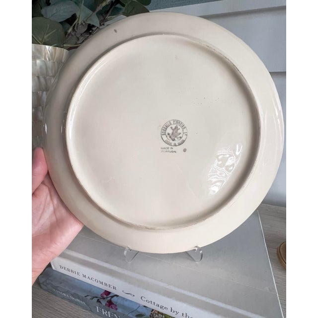 Late 20th Century Bordallo Pinheiro Blush & Blue Raised Seaweed Relief Ceramic Plate – 10.25" For Sale - Image 5 of 6