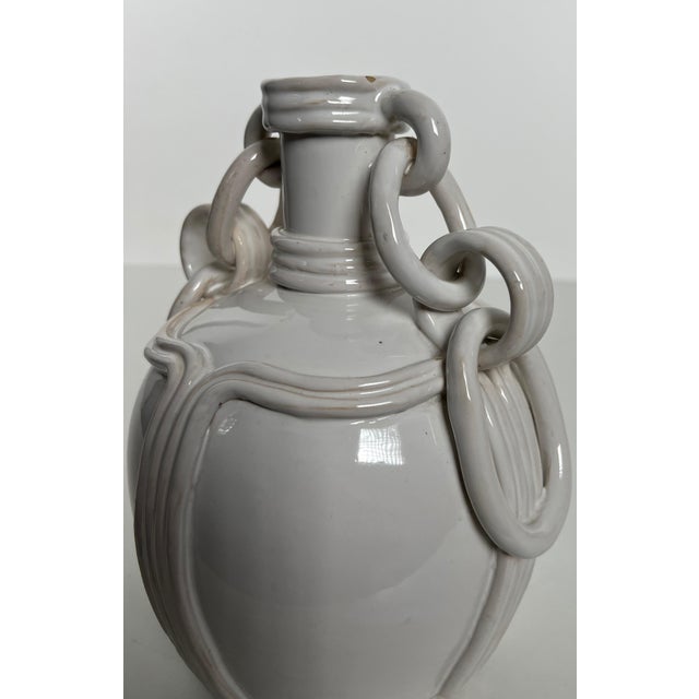 White Glazed Ceramic Vase. French Work. Signed. Circa 1970 For Sale - Image 11 of 12