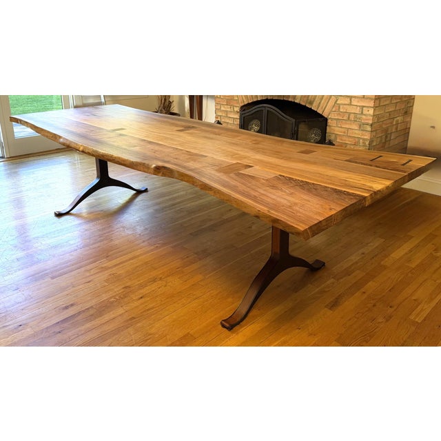 Custom Handcrafted Black Walnut Dining Table With Sculptural Pedestal Base For Sale - Image 16 of 18