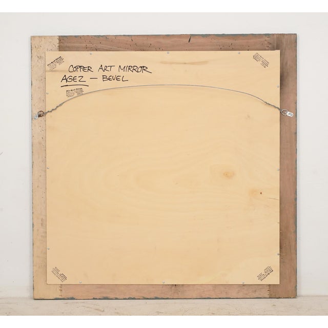 Wood Handcrafted Copper Collage Art Wall Mirror For Sale - Image 7 of 7