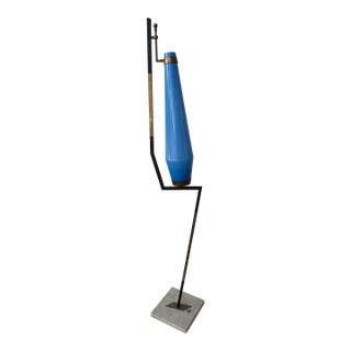 Mid-Century Floor Lamp Brass Metal and Murano Glass by Vistosi, Italy, 1960s For Sale