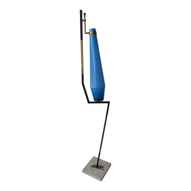 Mid-Century Floor Lamp Brass Metal and Murano Glass by Vistosi, Italy, 1960s For Sale