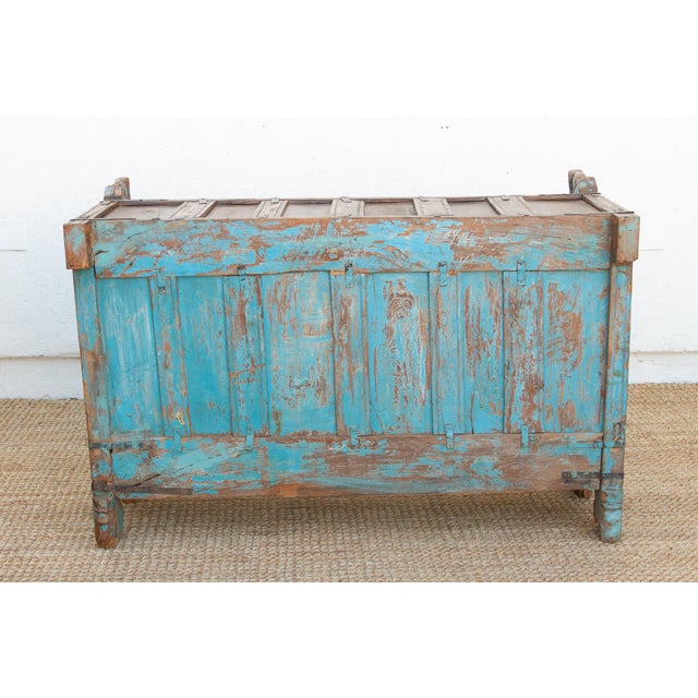 Antique Turquoise Blue Damachiya Cabinet For Sale - Image 16 of 18
