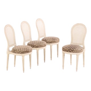 A Set of Four French Directoire Style Painted Side Chairs, C. 1945. For Sale