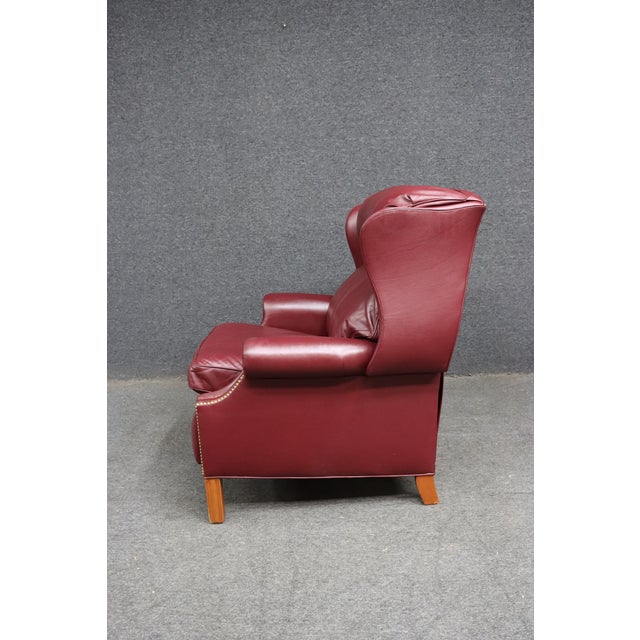 Hancock & Moore Burgundy Leather Wingback Recliner Lounge Chair For Sale - Image 11 of 14