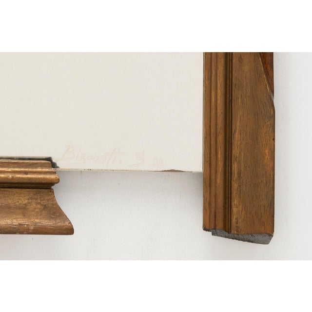 Metal French Wall Mirror in Hand-Carved Brown Wood and Metal, 20th Century For Sale - Image 7 of 9