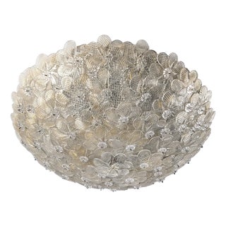 Floral Ceiling Lamp in Murano Glass with Gold Powder Barovier & Toso, 1960s For Sale