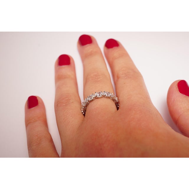 2.40 Carat Oval Diamond East-West Style Eternity Wedding Band in Platinum, Size 5.5 For Sale - Image 4 of 5