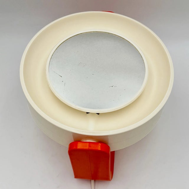 Glass Space Age Mirror with Orange Base, 1960s For Sale - Image 7 of 13