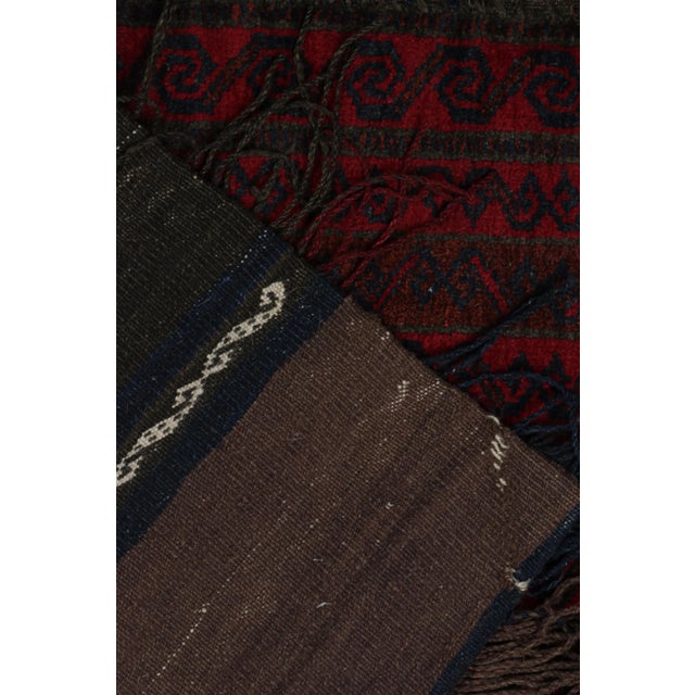 Textile 1950s Vintage Baluch Persian Rug in Brown, Red & Blue Patterns by Rug & Kilim For Sale - Image 7 of 8