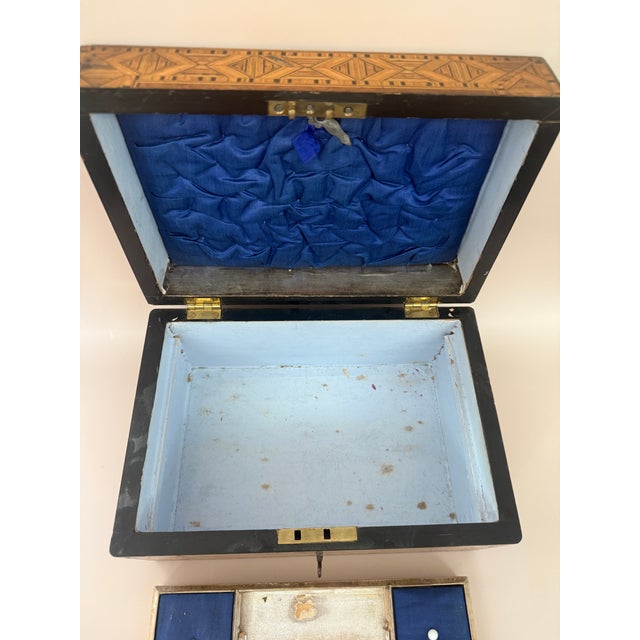 Antique Marquetry Inlaid Wooden Jewelry Box For Sale - Image 16 of 16