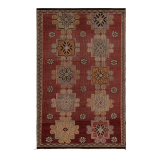 Vintage Cecim Kilim Rug in Red, Brown Tribal Geometric Floral Pattern For Sale