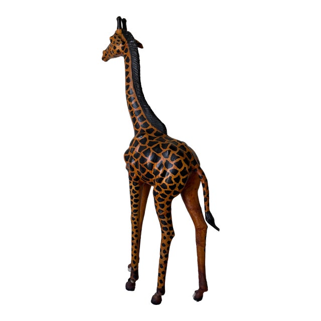 Tall - Vintage Leather-Wrapped Giraffe Sculpture For Sale