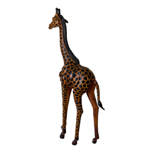 Tall - Vintage Leather-Wrapped Giraffe Sculpture