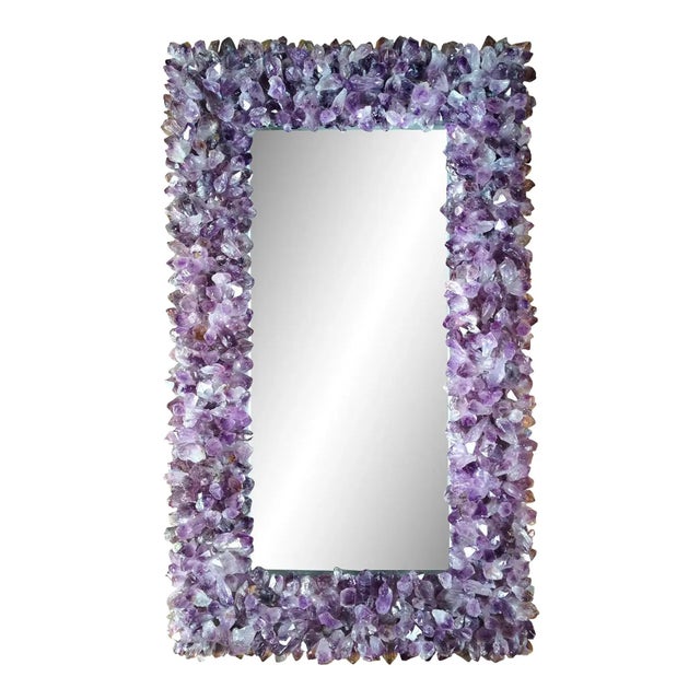 Amethyst Encrusted Violette Mirror by Marjorie Skouras Design, 42"x58"