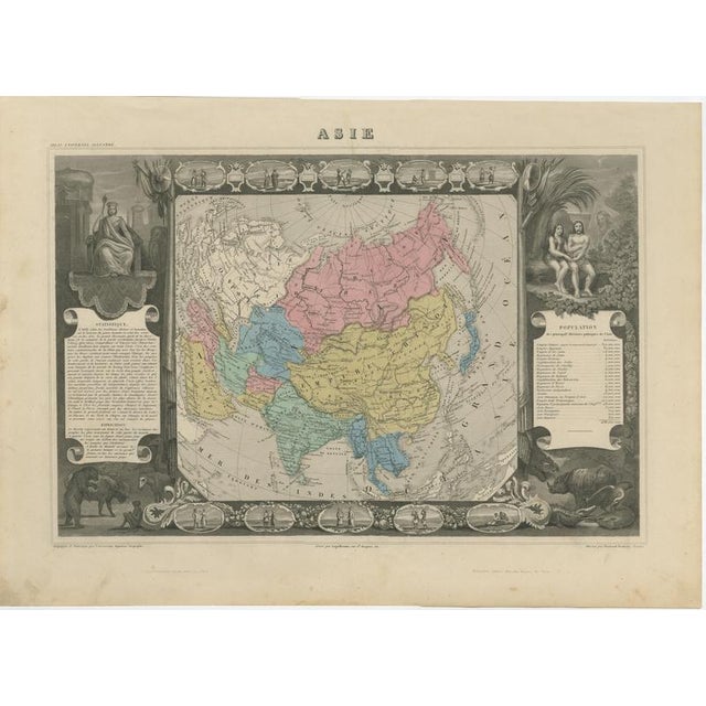 Antique Maps of Asia and Oceania by Levasseur, 1845, Set of 2 For Sale - Image 4 of 10