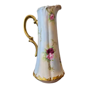 Antique French Limoges Porcelain Pitcher by T&v for Pitkin & Brooks Chicago