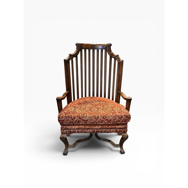 English Vintage Mahogany Spindle-Back Armchair Attributed to Baker Furniture For Sale - Image 3 of 13