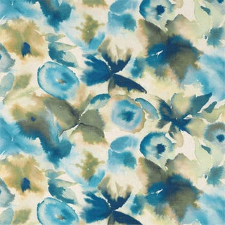 Harlequin Flores Fabric in Sky/Emerald/Zest For Sale