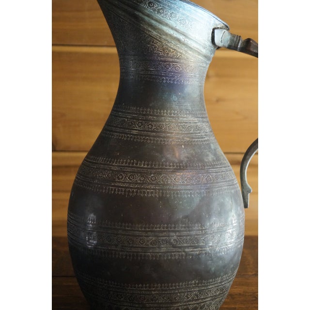 1920s Persian Tin Washed Copper Water Pitcher For Sale - Image 4 of 9