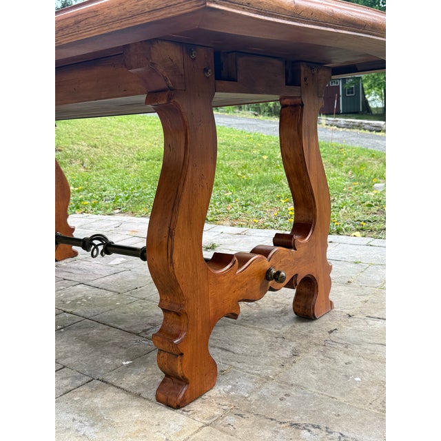 French Newly Refinished - French Heritage Lyre Leg Harvest Dining Table For Sale - Image 3 of 12