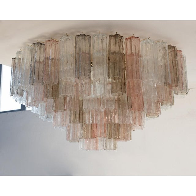 Mid-Century Modern Ceiling Light with Clear Smoky Pink Murano Glass, 1990s For Sale - Image 3 of 11