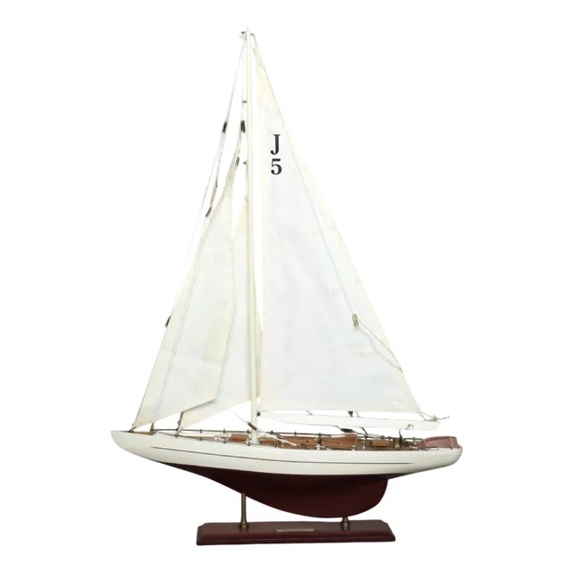 Mid-Century Scandinavian Modern Wooden J-Class Ranger J5 Yacht Model, 1960s For Sale