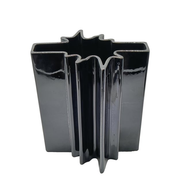 Mid-Century Modern Black Ceramic Vase by Angelo Mangiarotti for F.lli Brambilla, Italy, 1960s For Sale - Image 3 of 9