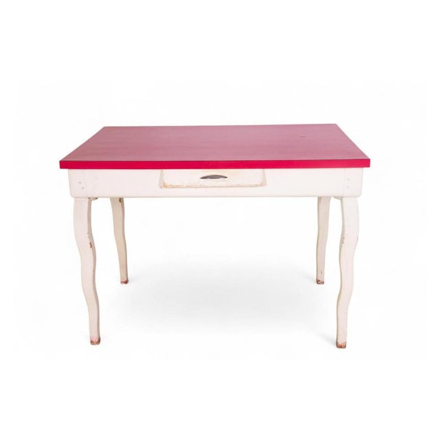 Vintage Kitchen Table with Red Formica Top and Shaped Legs For Sale - Image 13 of 13