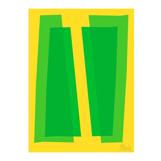 Green and Yellow Transparencies Fine Art Print 14" X 20" by Liz Roache For Sale