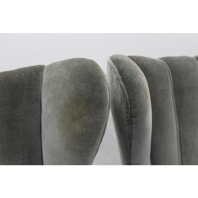 Mid-Century Green-Gray Velvet Armchairs attributed to G. Veronesi for ISA, Italy, 1950s, Set of 2 For Sale - Image 16 of 18