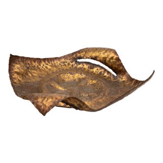 Burnished Metal Brutalist Inspired Tray, Late 20th Century For Sale