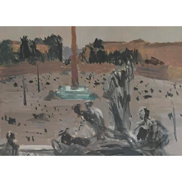 Paper Paul Mathey, Place de la Concorde, Paris, Gouache on Paper, Framed For Sale - Image 7 of 7